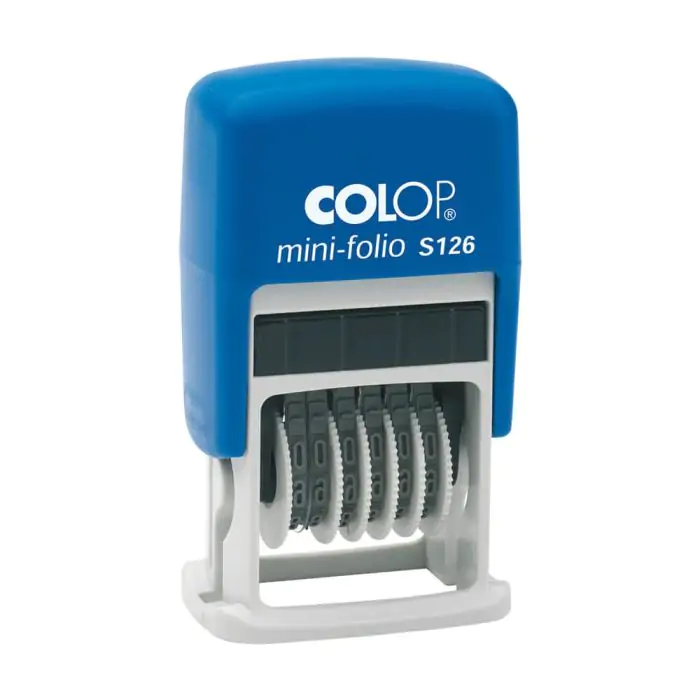 Istampa Kaşe ve Mürekkepleri COLOP S126 MİNİ NUMARATÖR KAŞE MAVİ KASA SİYAH KEÇE - 4X19MM Satın Al