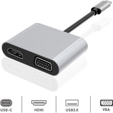 Kablolar ve Adaptörler Dexim Dhu0004 Premium 4 in 1 USB-Typ-c HDMI VGA Hub for iPad Pro, Macbook, PC, Laptop Satın Al