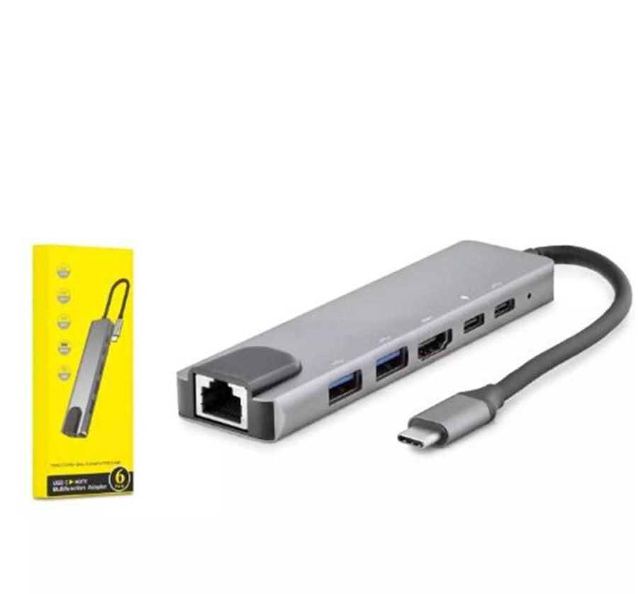 Kablolar ve Adaptörler HADRON HDX7791 TYPE-C HDTV COMBO HDMI 4K 30HZ + 2-TYPE-C + 2-USB3.0 + LAN 6IN1 GRİ Satın Al