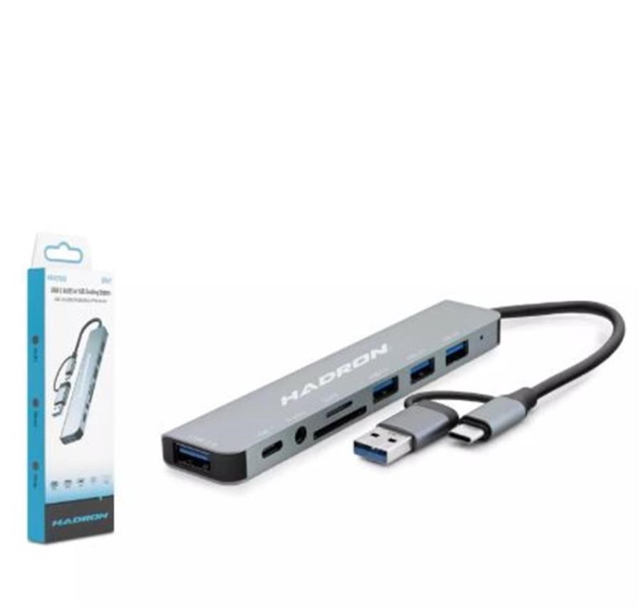 Kablolar ve Adaptörler Hadron Hdx7828 Type-C Hub Combo 3-Usb3.0 + Usb + Type-C + Audio + Sd + Tf 8In1 Gri Satın Al
