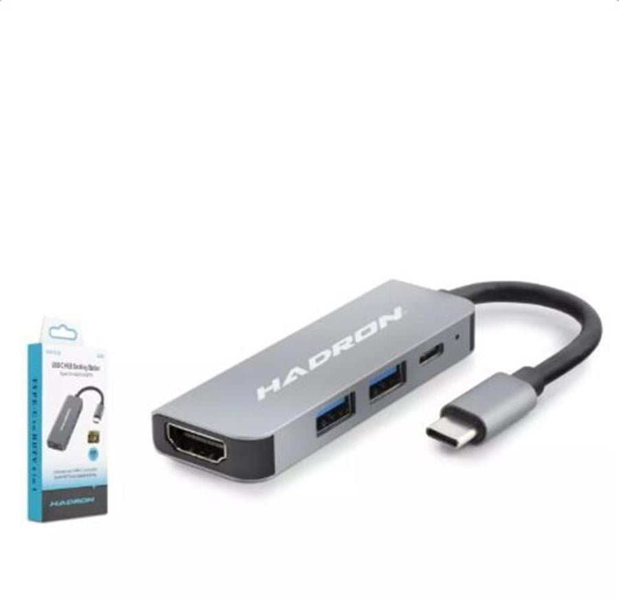 Kablolar ve Adaptörler Hadron Hdx7840 Type-C To Hub Hdtv Hdmi 4K 30Hz + Type-C + 2-Usb3.0 4In1 Gri Satın Al