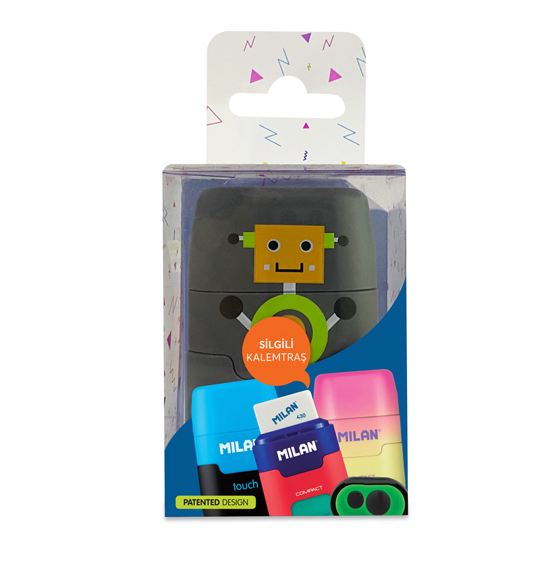 Kalemtıraşlar MILAN 4722116 COMPACT HAPPY BOTS KALEMTRAŞ-SİLGİ BLİSTER Satın Al