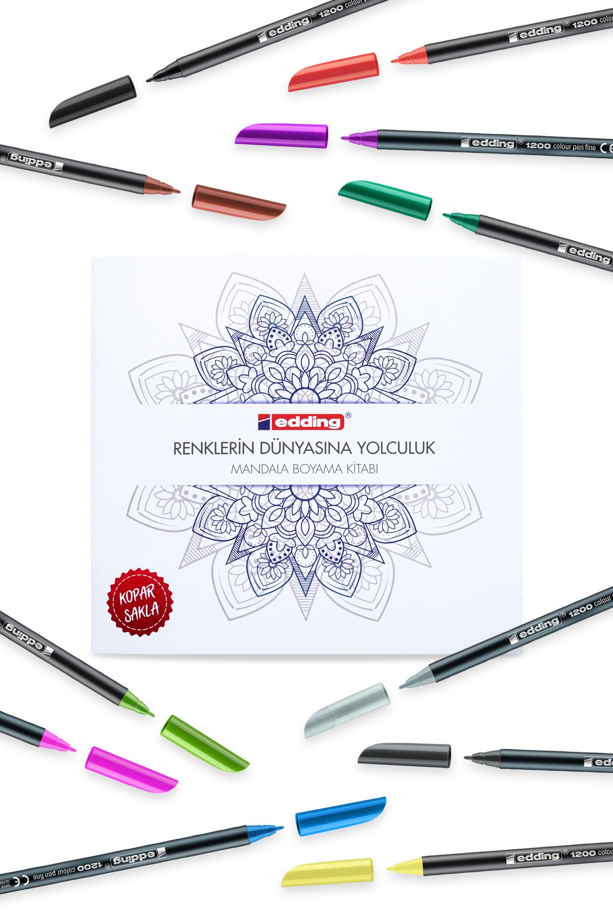 Keçeli Kalemler Edding 1200 Keçeli Boyama Kalem Seti 18 Adet+Mandala Kitabı Satın Al