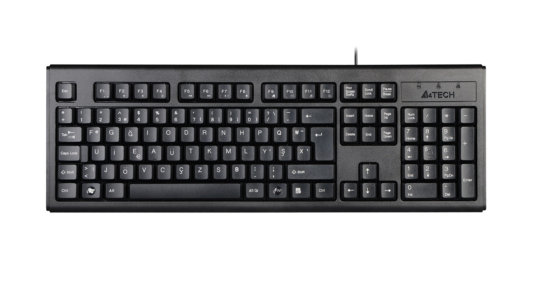 Klavyeler ve Setleri A4 TECH KM-720 SİYAH F TR USB KABLOLU KLAVYE Satın Al