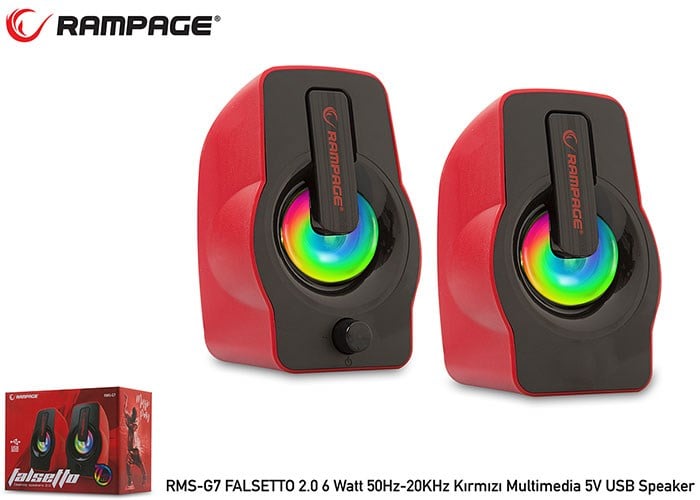 Mikrofon, Kulaklık ve Hoparlör Rampage RMS-G7 Falsetto 2.0 6 Watt Kırmızı 5v Usb Satın Al