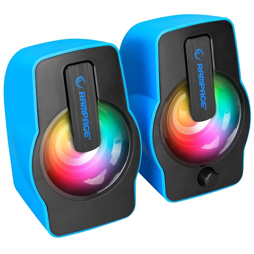 Mikrofon, Kulaklık ve Hoparlör Rampage RMS-G7 FALSETTO 2.0 6 Watt RGB Ledli Mavi Multimedia Gaming USB Speaker Satın Al