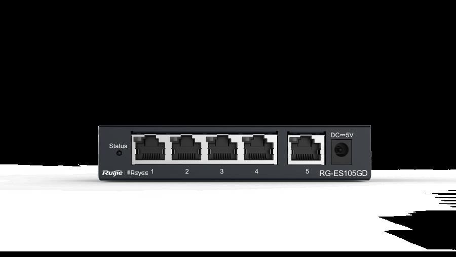 Modem ve Network Ürünleri Ruijie-Reyee RG-ES105GD 5 Port 10-100-1000 Mbps Gbit Yönetilemez Switch Çelik Kasa Satın Al