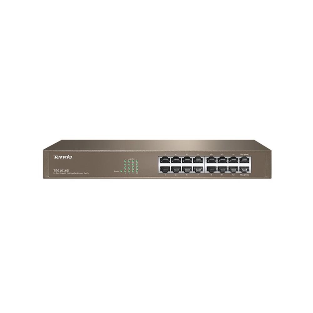 Modem ve Network Ürünleri Tenda TEG1016D 16 Port 10-100-1000 Mbps Switch Çelik Kasa Rack Mount Satın Al