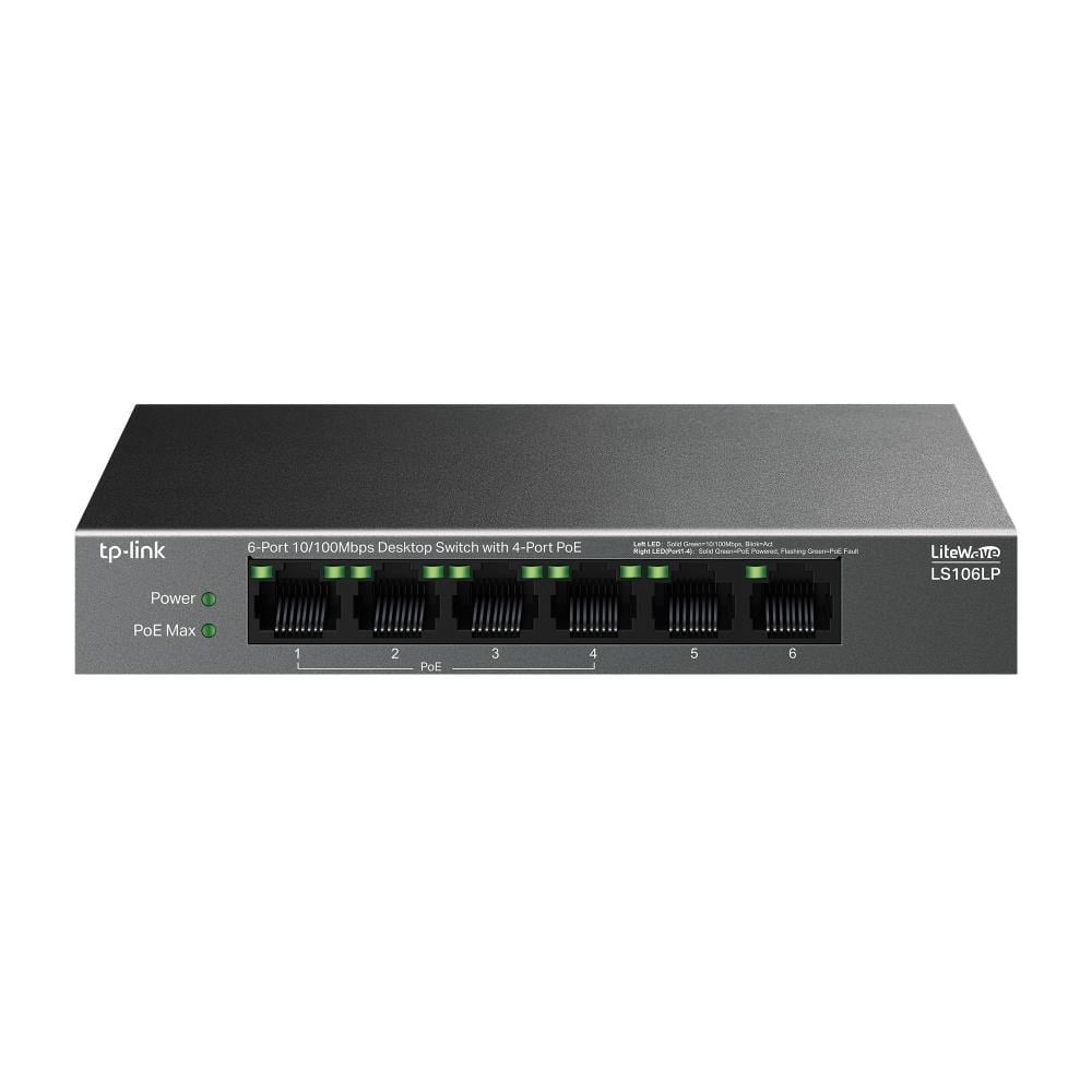 Modem ve Network Ürünleri Tp-Link LS106LP 6 Port 10-100 Mbps 4 Port Poe+ 10-100 Mbps Switch Metal Kasa Satın Al