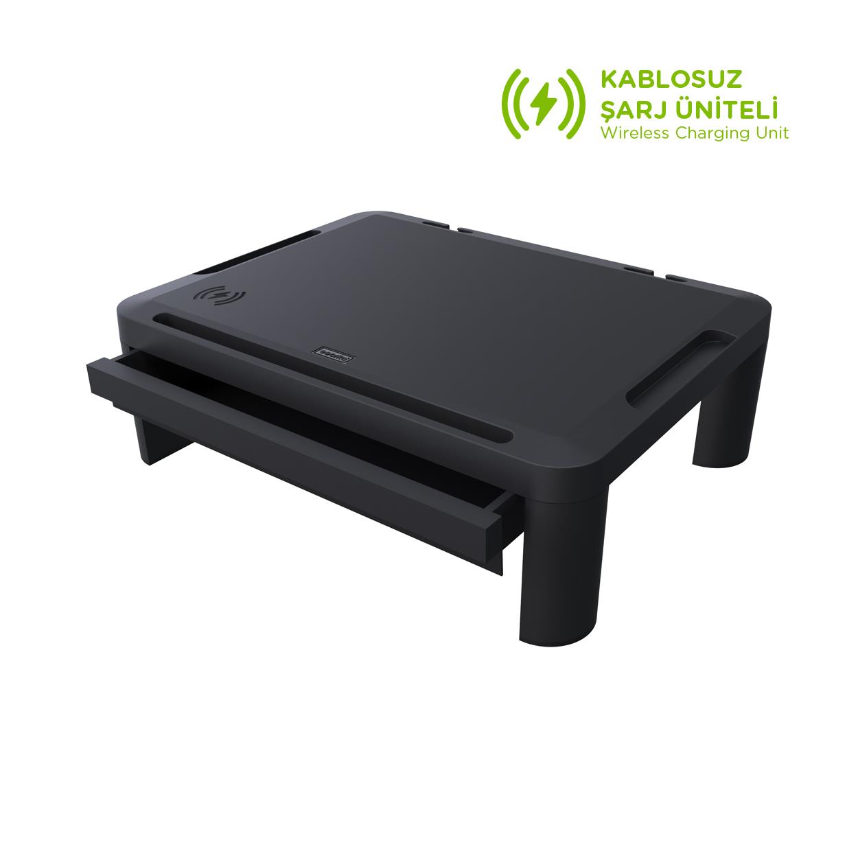 Notebook Soğutucular Escrito Lome Premium Monitör Yükseltici Yükseklik Ayarlanabilir Çekmeceli ve Wifi Sarj Üniteli Satın Al