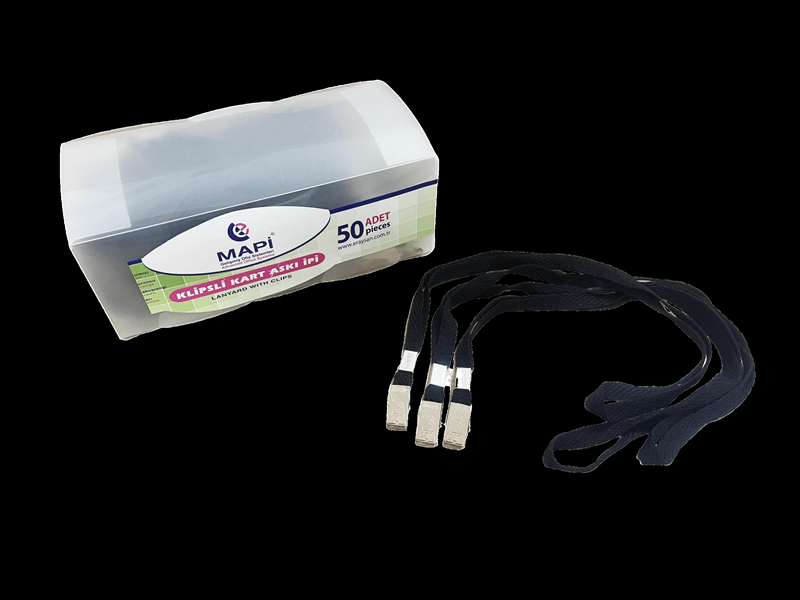 Ofis Aksesuarları MAPİ-METAL KLİPSLİ ECO ASKI İPİ SİYAH 50'Lİ Satın Al