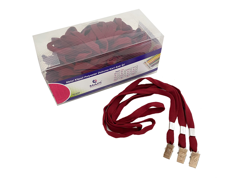 Ofis Aksesuarları MAPİ METAL KLİPSLİ-POLYESTER DOKUMA KART ASKI İPİ BORDO 50'Lİ PAKET Satın Al