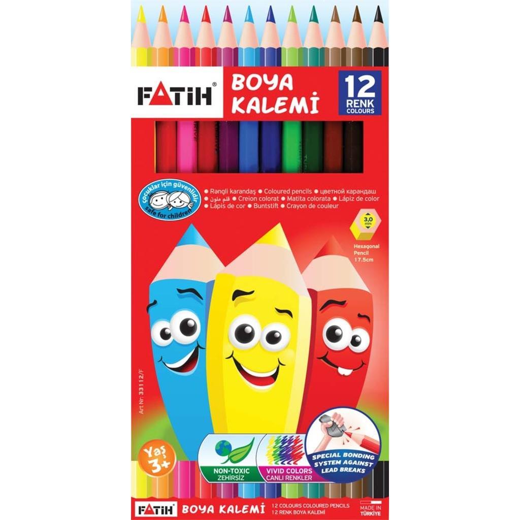 Okul Kırtasiye Fatih Kuru Boya 12 Renk Tam Boy Satın Al