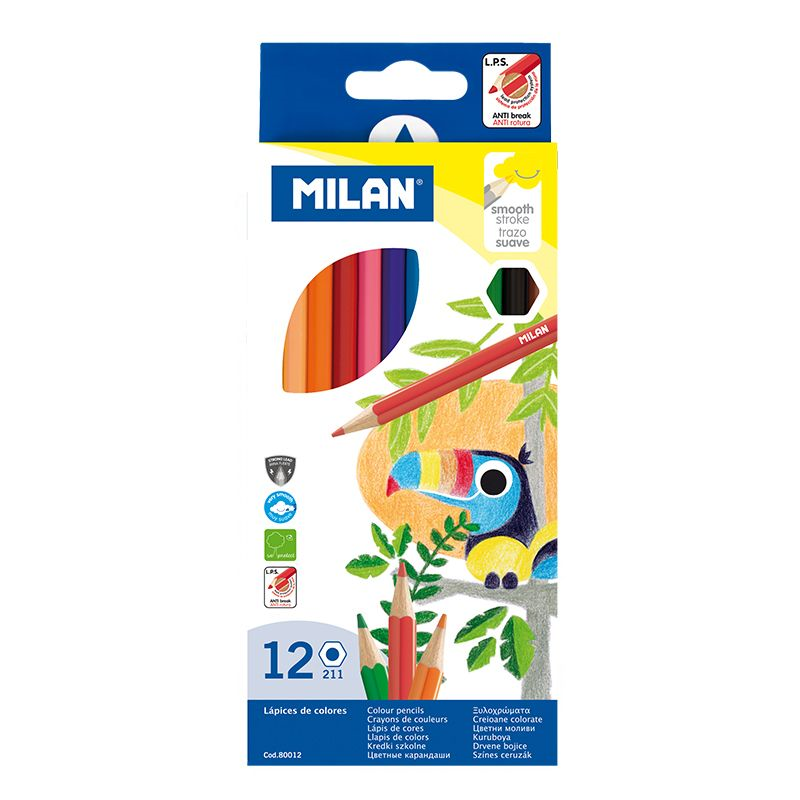 Okul Kırtasiye MILAN 80012 ALTIGEN KURU BOYA KALEMİ (2,9MM UÇ) - 12'Lİ Satın Al
