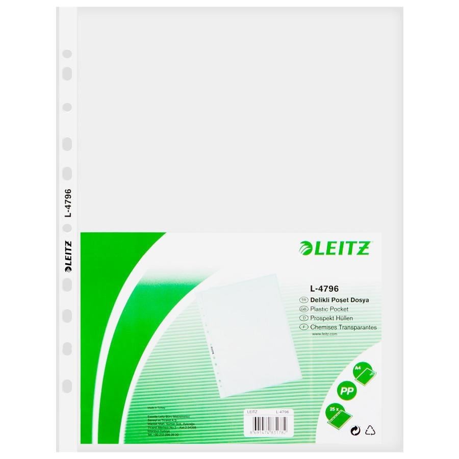 Poşet Dosyalar Leitz 4796 A4 Delikli Şeffaf Poşet Dosya 100'lü Paket Satın Al