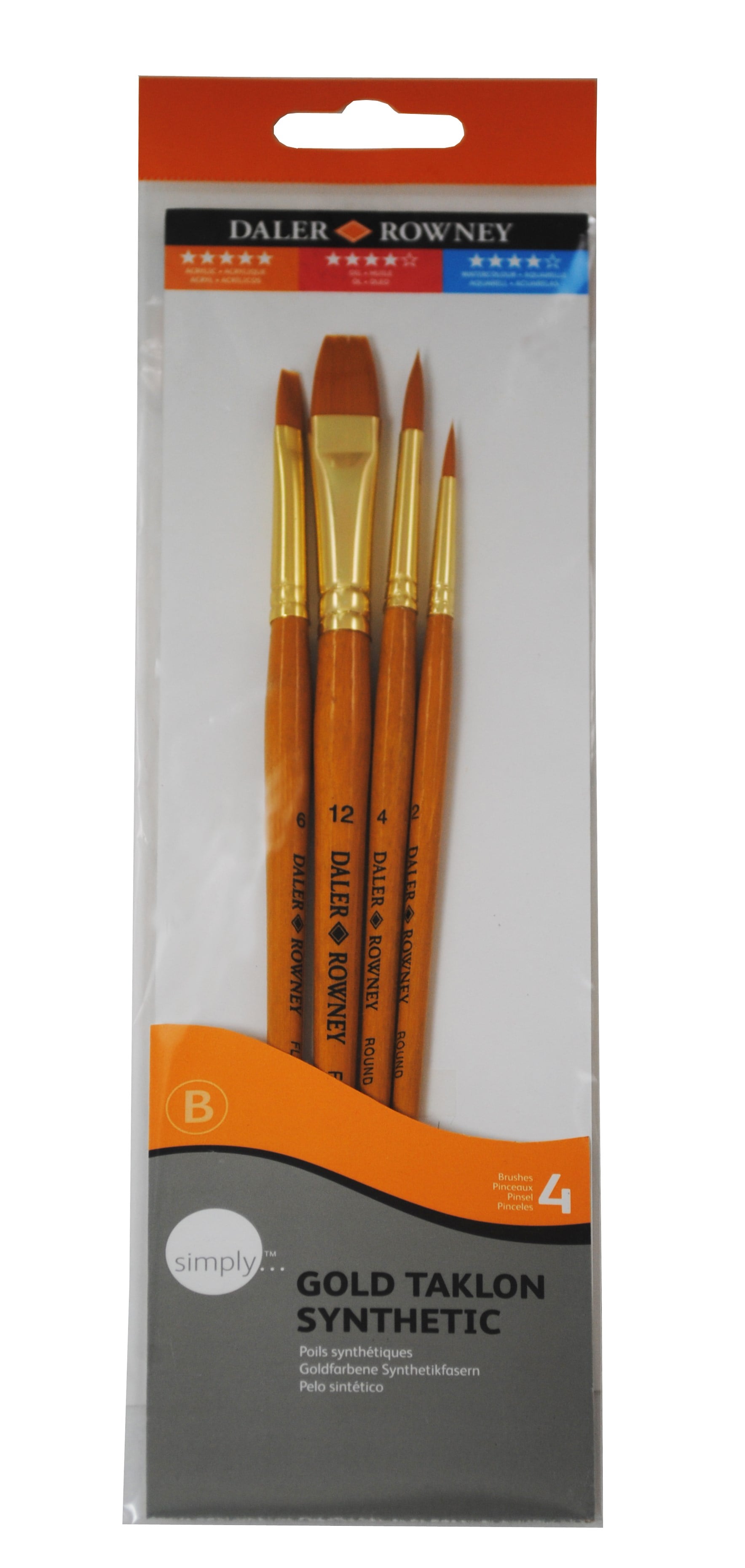 Resim Fırçaları Daler Rowney Taklon Fırça Seti Kısa Sap 4'lü Paket Satın Al