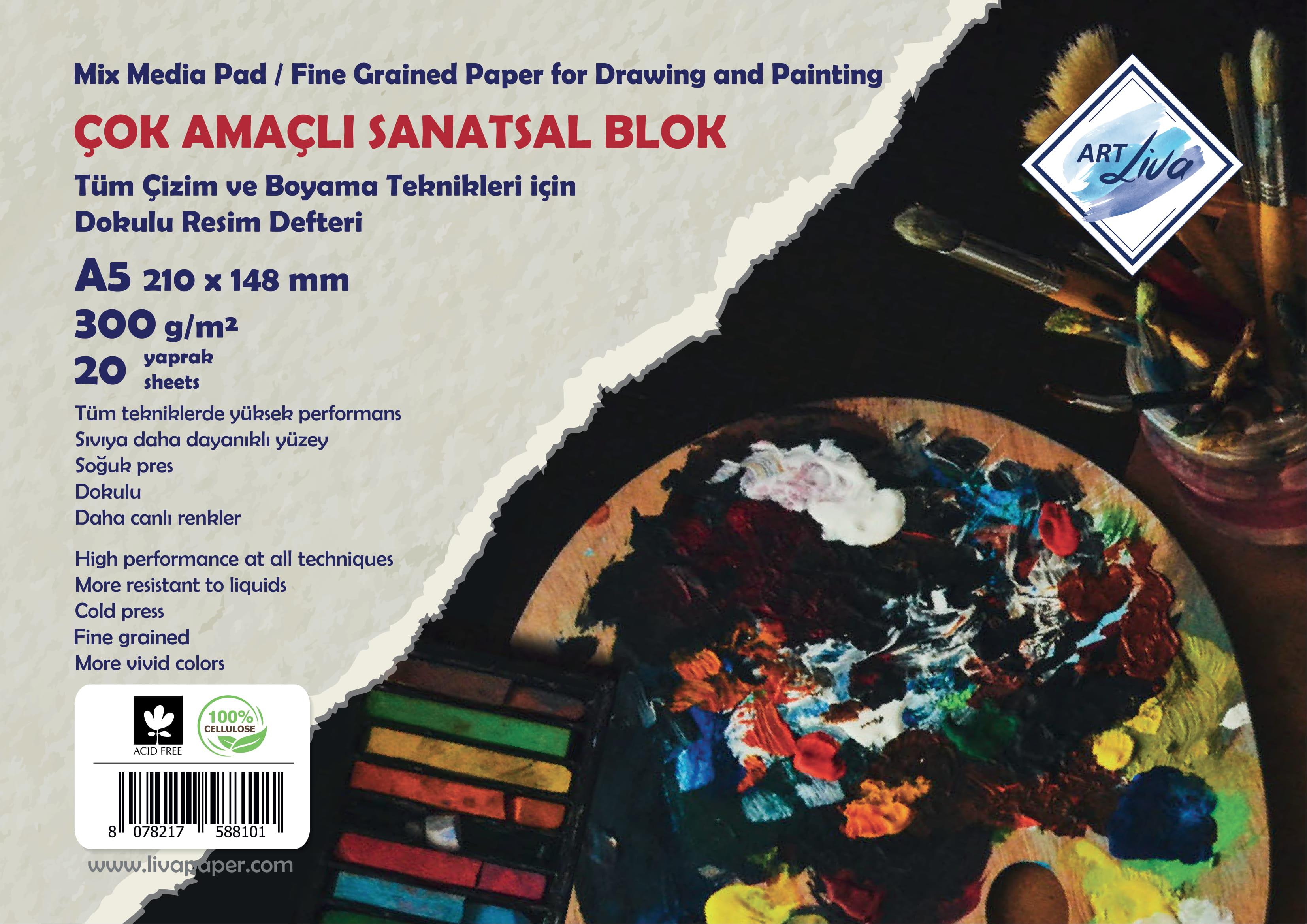 Sanatsal Resim Defterleri Art Liva Sanatsal Resim Defteri Dokulu Sulu Teknik A5 300gr 20 Yp Satın Al