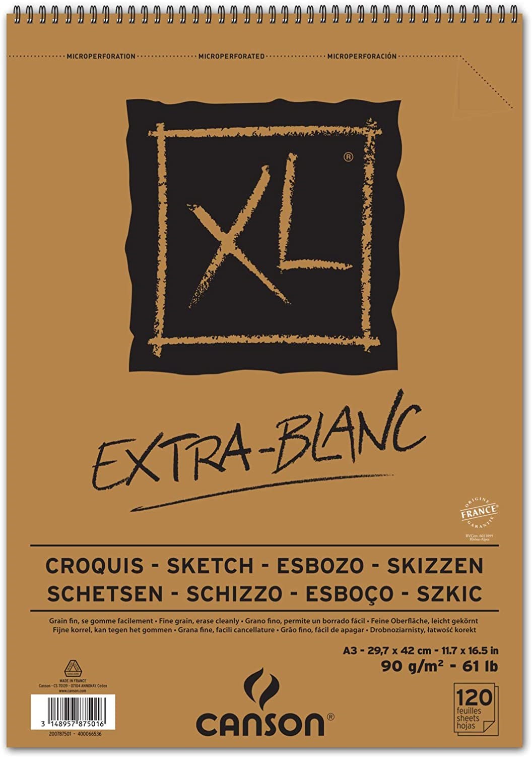 Sanatsal Resim Defterleri Canson Extra Blanc XL Sketch ve Eskiz Blok Spiralli 120 Sf A3 90gr Satın Al