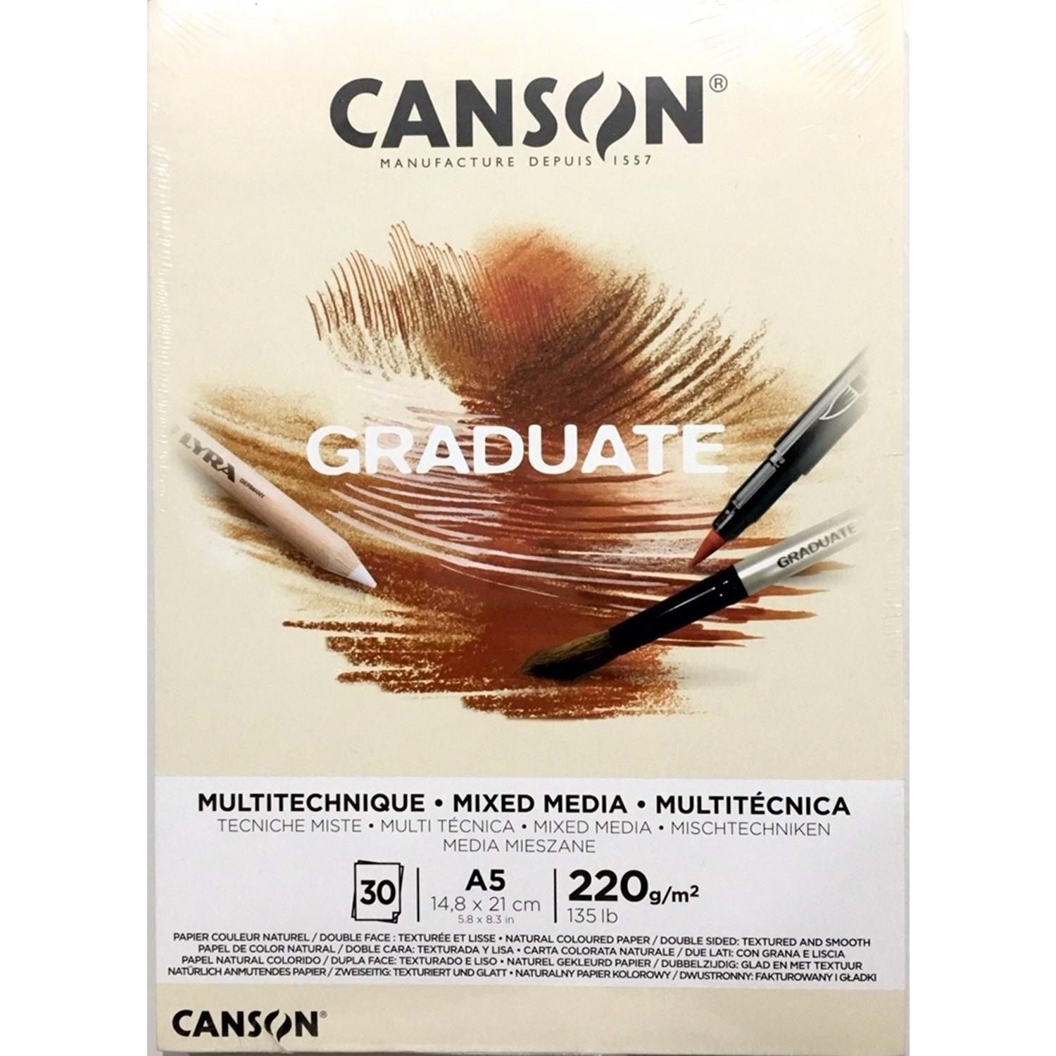 Sanatsal Resim Defterleri Canson Graduate Mix Media Natural Çizim Blok 30 Sayfa A5 220gr Satın Al