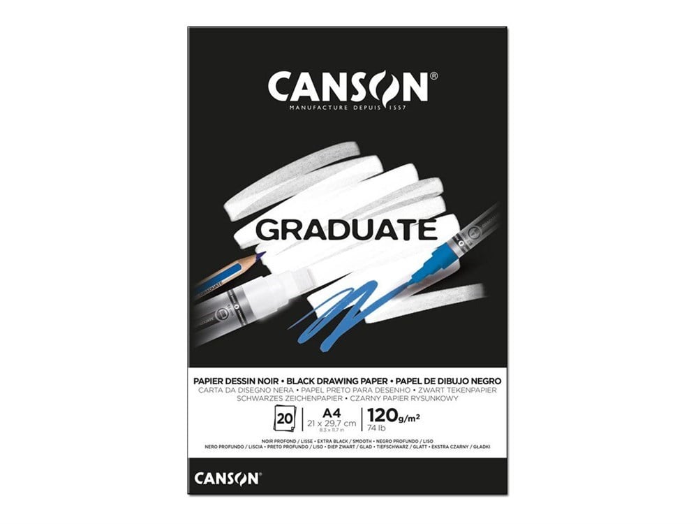 Sanatsal Resim Defterleri Canson Graduate Black Çizim Blok 20 Sayfa A4 120gr Satın Al