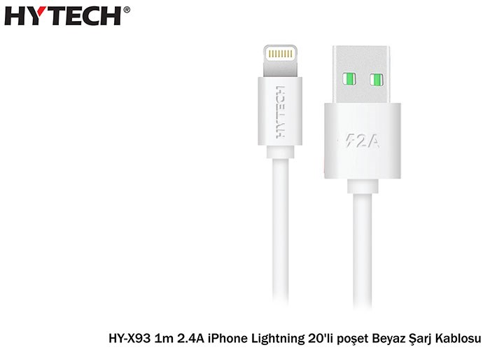 Şarj Kabloları Hytech HY-X93 1m 2.A iPhone Lightning Beyaz Şarj Kablosu Satın Al