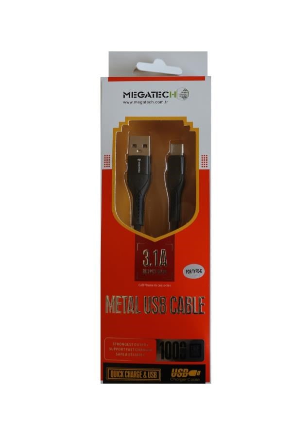 Şarj Kabloları Megatech 3.1A  20w 1mt Örgülü Hasır A Serisi Usb To Typ-c Data Kablosu Gri-Siyah Satın Al