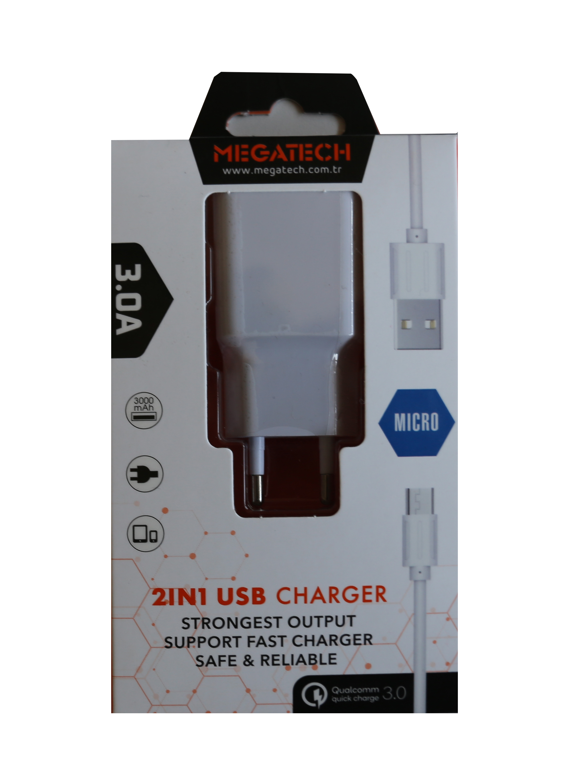 Şarj Kabloları Megatech CC01 (CC22-M3 ) 2in1 5v-3.0 Ev Şarj+ Micro Kablo Hızlı Şarj Satın Al