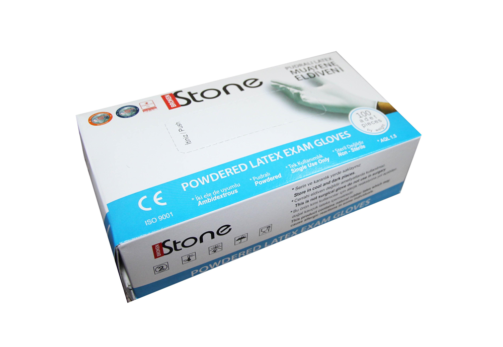 Stone Latex Muayene Eldiveni Pudralı Large Beyaz 100 Lü Paket