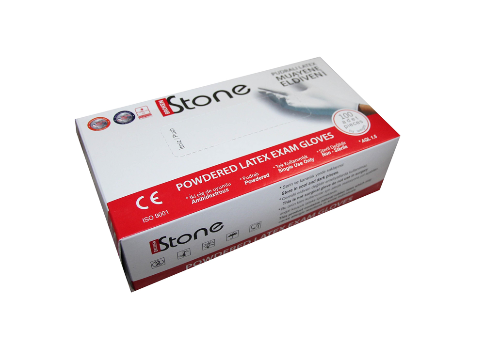 Stone Latex Muayene Eldiveni Pudralı Medium Beyaz 100 Lü Paket