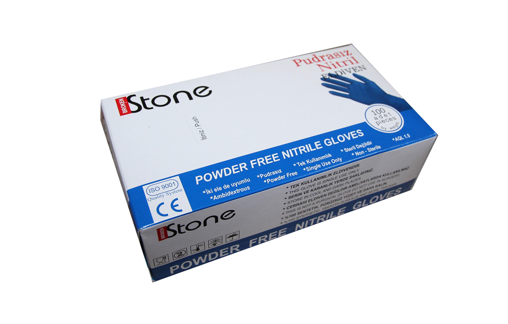 Stone Nitril Eldiven Pudrasız Medium Mavi 100 Lü Paket