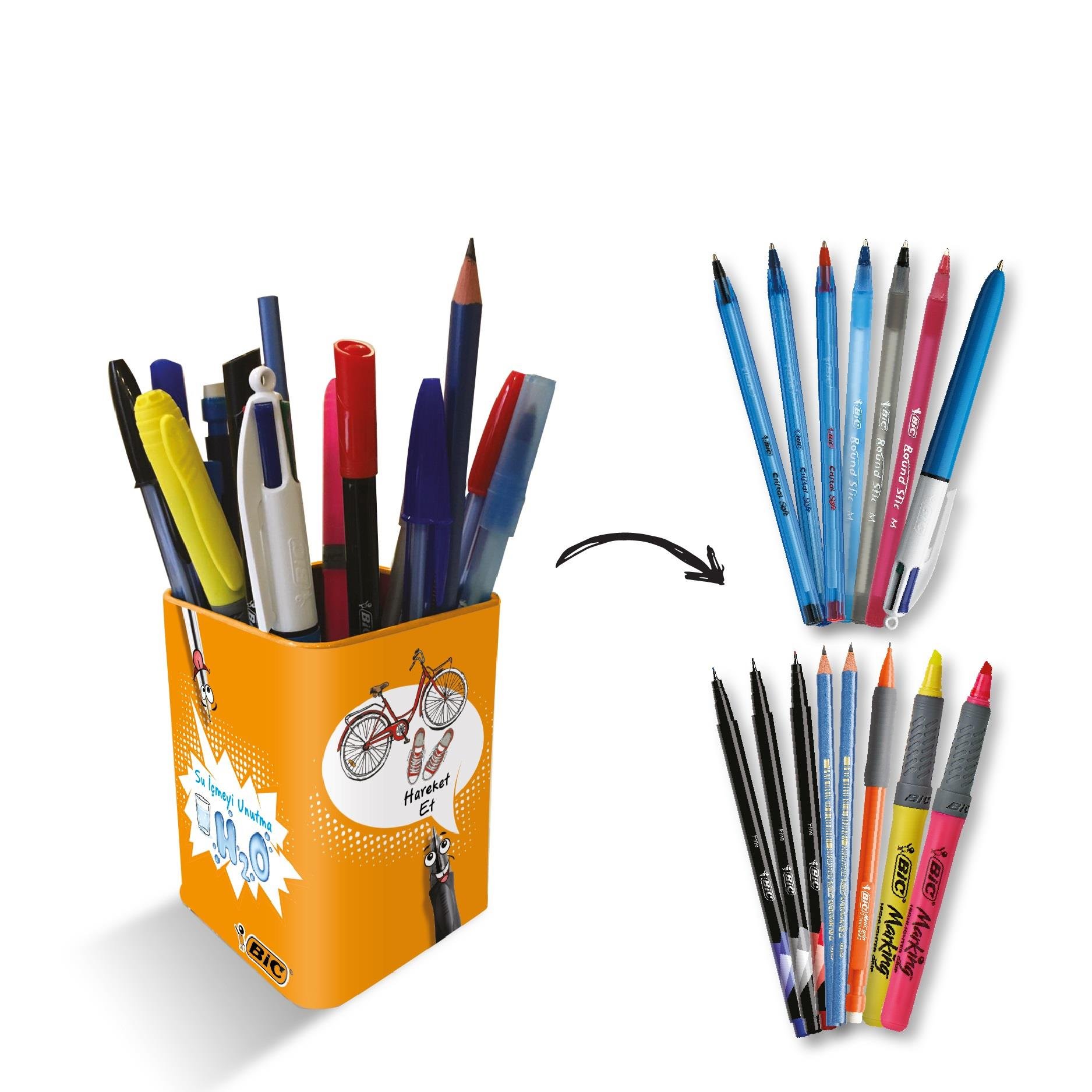 Tükenmez Kalemler Bic 15 Parça Ev Ofis Kalem Seti Kalemlik Hediyeli Satın Al