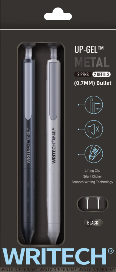 Tükenmez Kalemler WRITECH W-0156 METAL UP SİYAH-BEYAZ GÖVDE 0,7MM MAVİ JEL KALEM - 2'Lİ Satın Al