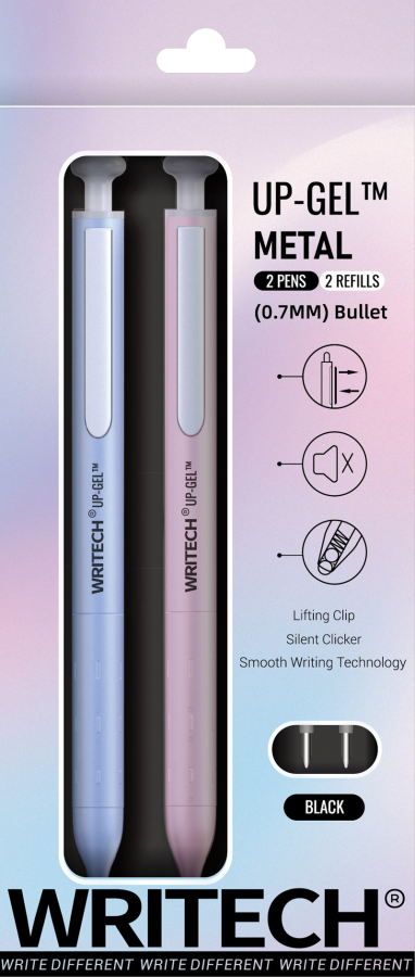 Tükenmez Kalemler WRITECH W-0156 METAL UP MAVİ-PEMBE GÖVDE 0,7MM MAVİ JEL KALEM - 2'Lİ Satın Al