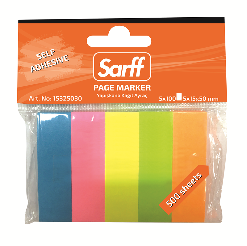 Yapışkanlı Not Kağıtları SARFF 5X15X50MM FOSFORLU RENKLER KAĞIT AYRAÇ(5X100) - 500YP Satın Al