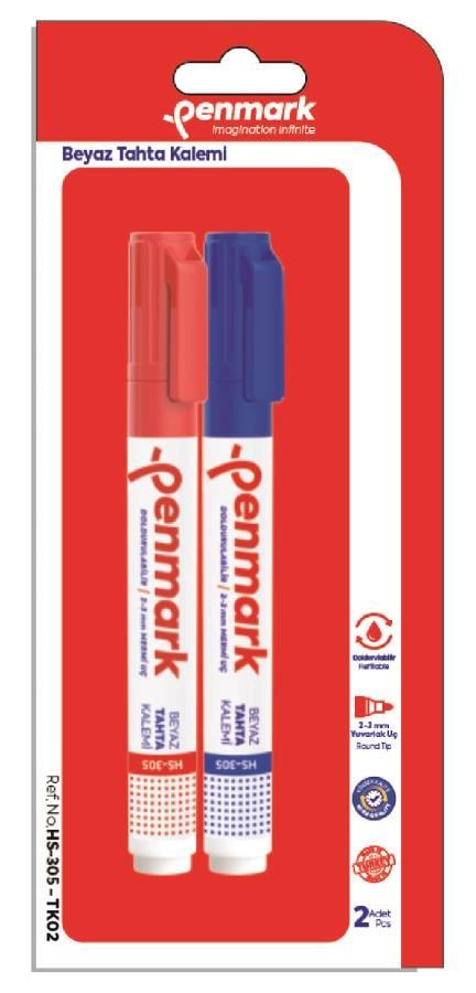 Yazı Tahtası Kalemleri Penmark Beyaz Tahta Kalemi 2'li Paket Satın Al