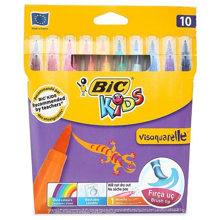 Boya ve Resim Kalemleri Bic Vısa Fırça Uçlu Keçeli Boyama Kalemi 10'Lu Paket Satın Al