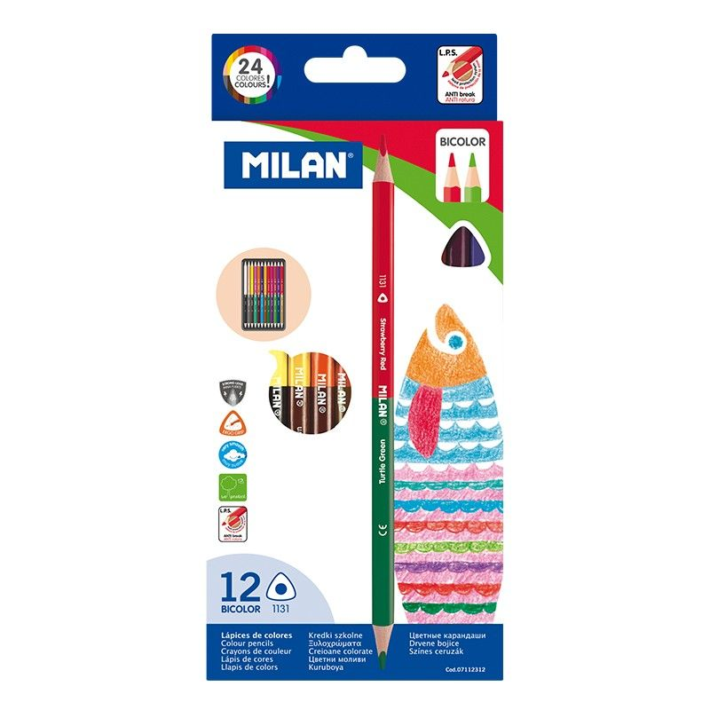  MILAN 7112312 ÜÇGEN GÖVDE ÇİFT UÇLU KURU BOYA -12 Lİ Satın Al