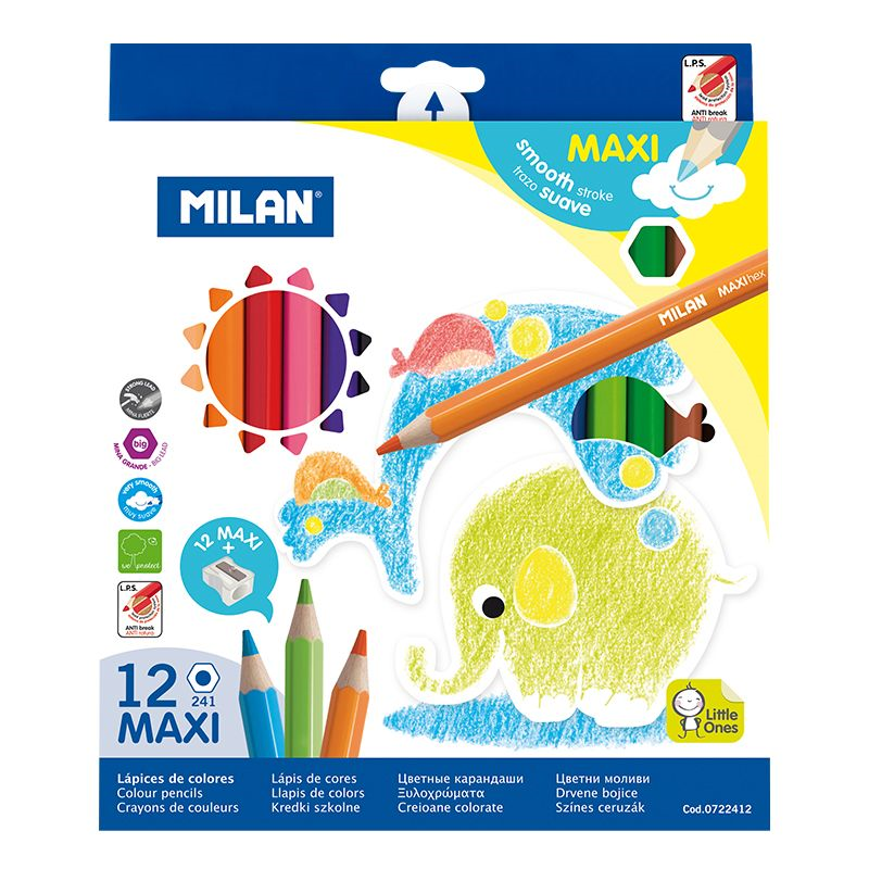  MILAN 722412 MAXI ALTIGEN KURUBOYA +KALEMTRAŞ (5MM UÇ) - 12'Lİ Satın Al