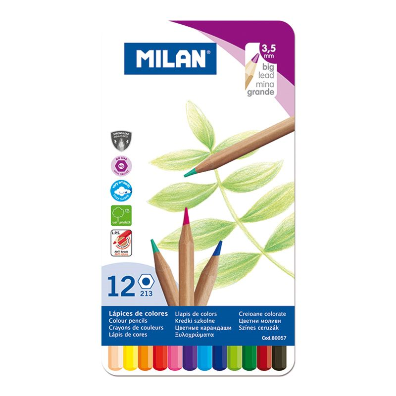  MILAN 80057 ALTIGEN KURU BOYA KALEMİ METAL KUTU (3,5MM UÇ) - 12'Lİ Satın Al