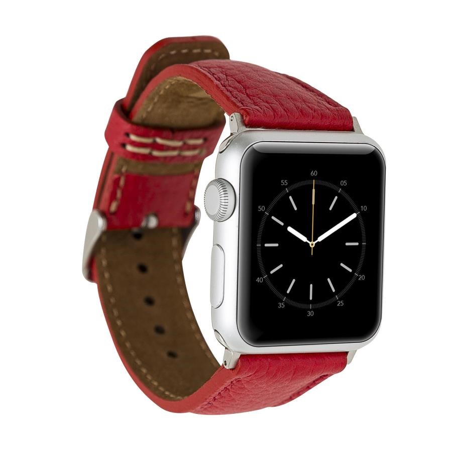 Akıllı Saatler Apple Watch Uyumlu Deri Kordon 38-40-41mm ERC2 Kırmızı Satın Al