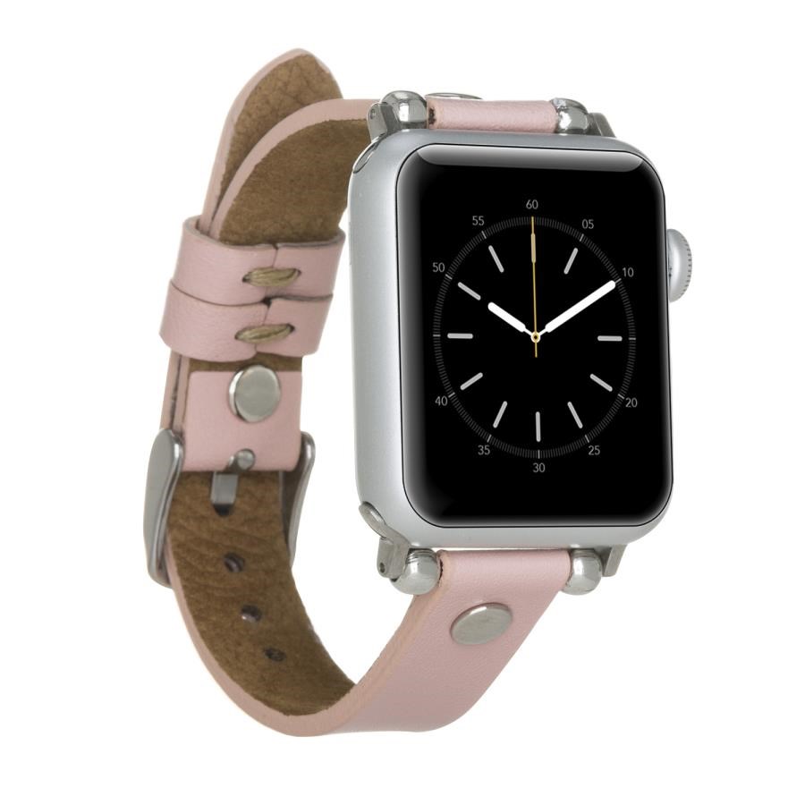 Akıllı Saatler Apple Watch Uyumlu Deri Kordon 38-40-41mm ST NU2 Pembe Satın Al