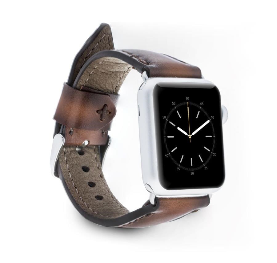 Akıllı Saatler Apple Watch Uyumlu Deri Kordon 42-44-45mm SM26 Kahve Satın Al