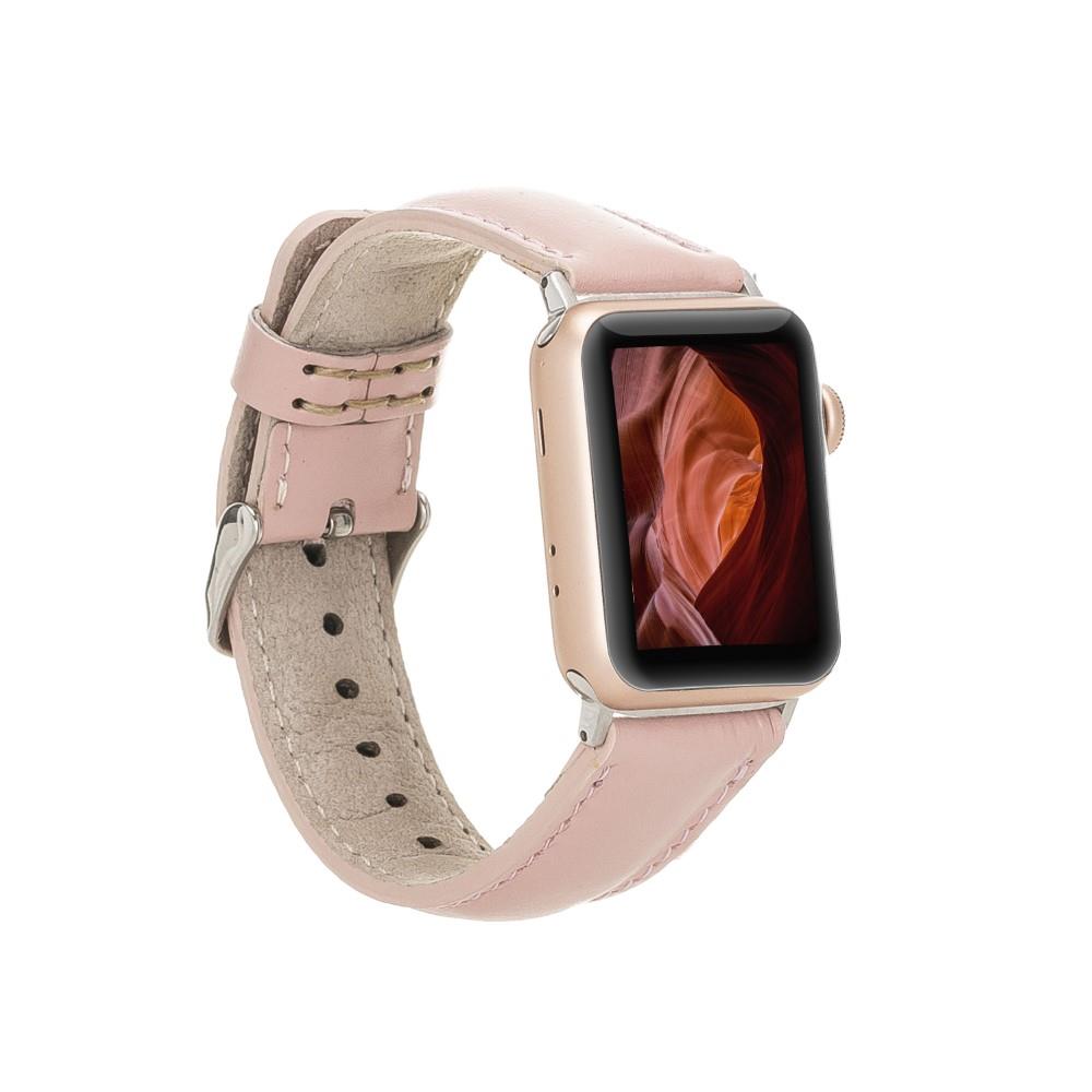 Akıllı Saatler Apple Watch Uyumlu Deri Kordon 42-44-45mm NU2 Pembe Satın Al