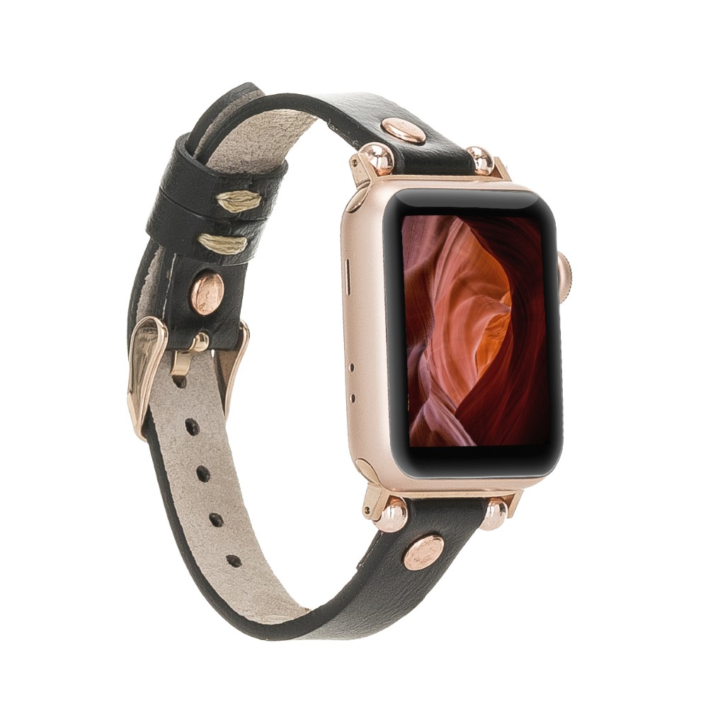 Akıllı Saatler Apple Watch Uyumlu Deri Kordon 38-40-41mm RT RST1 Siyah Satın Al