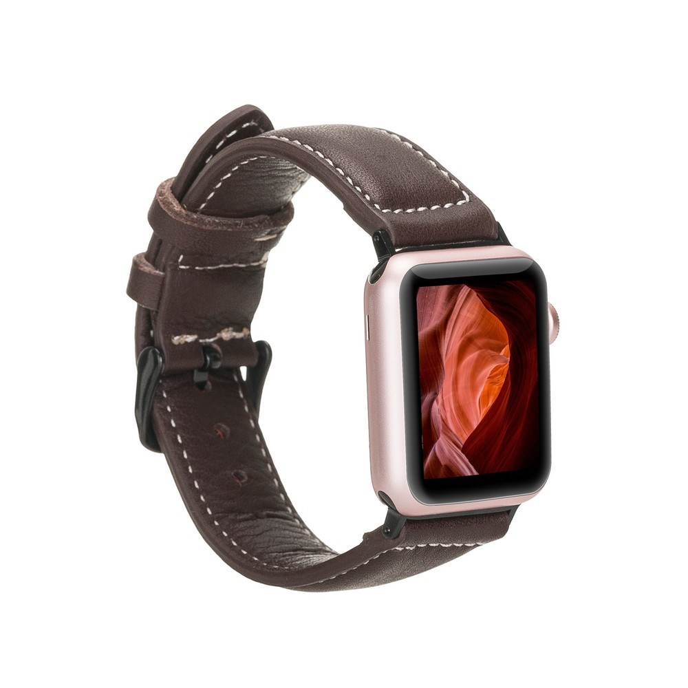 Akıllı Saatler Apple Watch Uyumlu Deri Kordon 42-44-45mm NM1-AS3 Kahve Satın Al