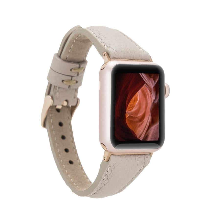 Akıllı Saatler Apple Watch Uyumlu Deri Kordon 38-40-41mm Slim ERC3 Bej Satın Al