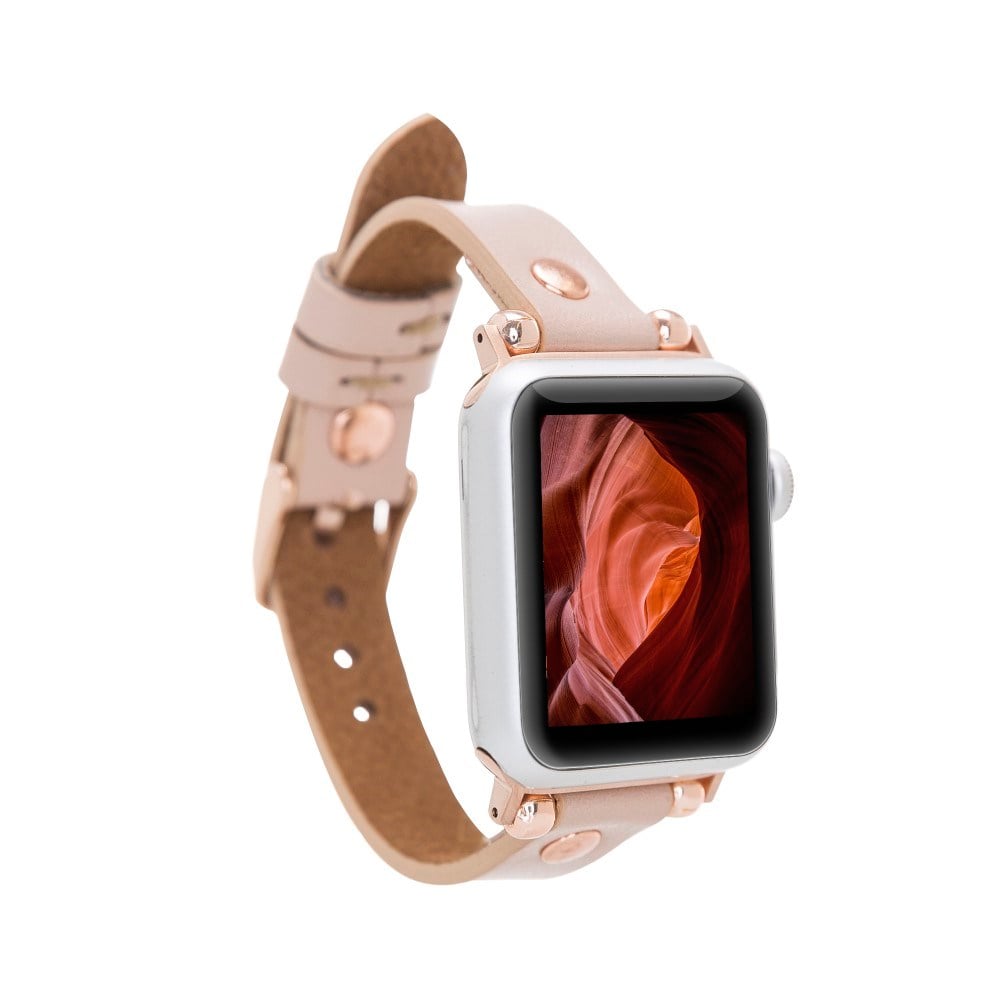 Akıllı Saatler Apple Watch Uyumlu Deri Kordon 38-40-41mm RG NU1 Pembe Satın Al