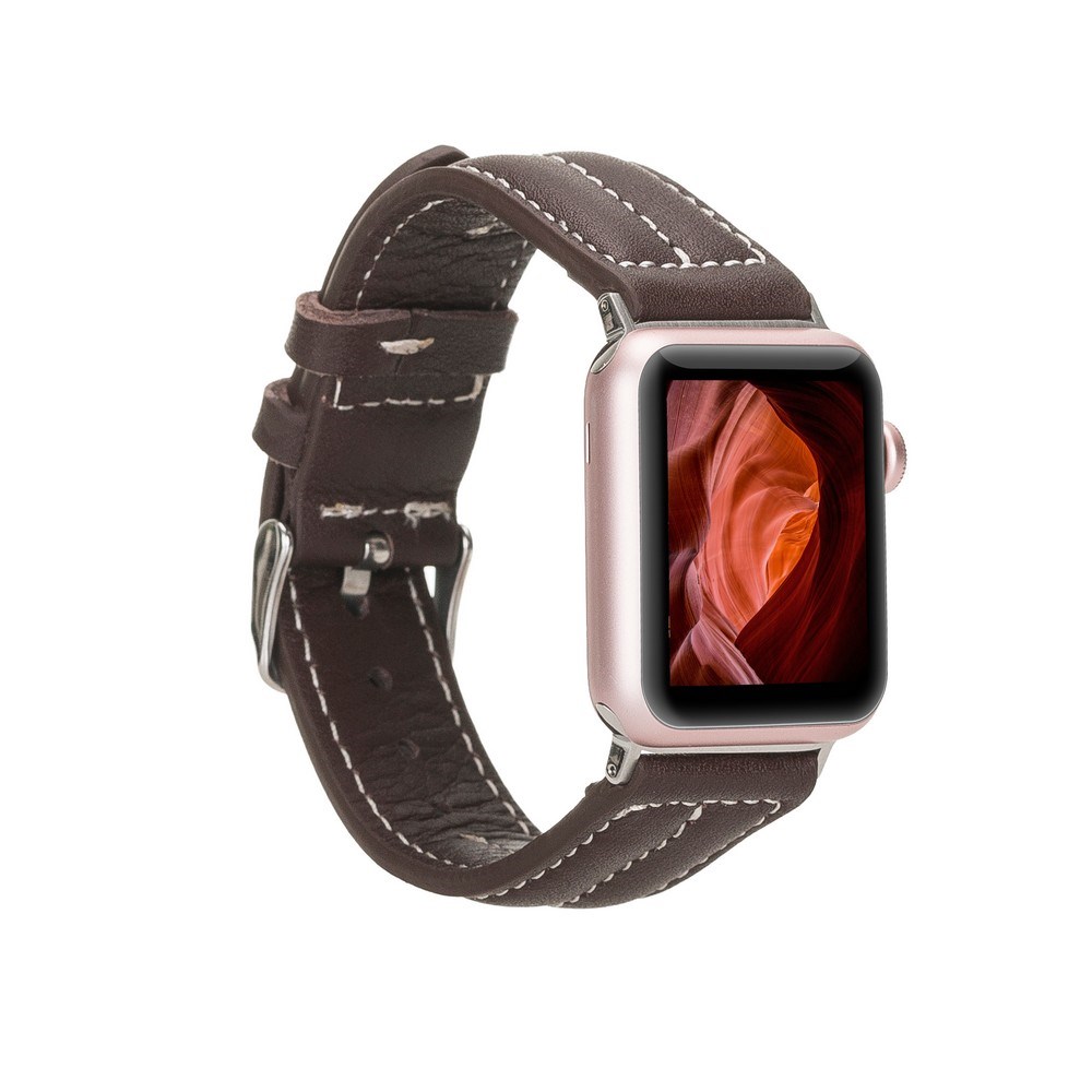 Akıllı Saatler Apple Watch Uyumlu Deri Kordon 42-44-45mm NM3-AS3 Kahve Satın Al