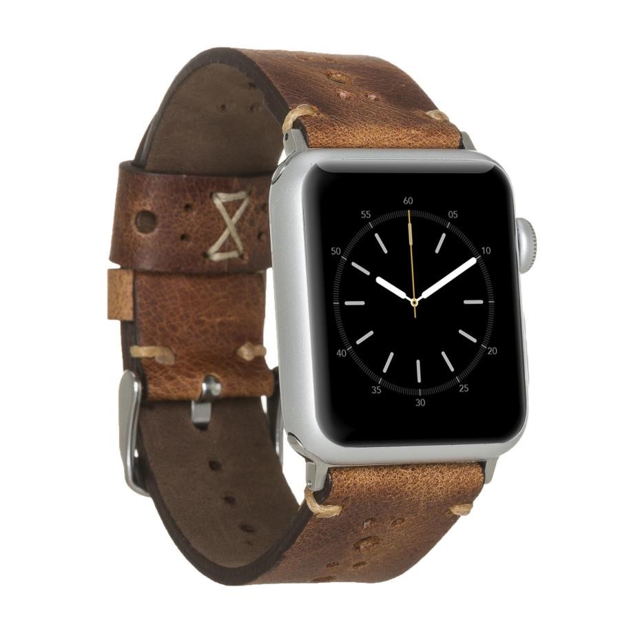 Akıllı Saatler Apple Watch Uyumlu Deri Kordon 38-40-41mm Delikli Taba Satın Al