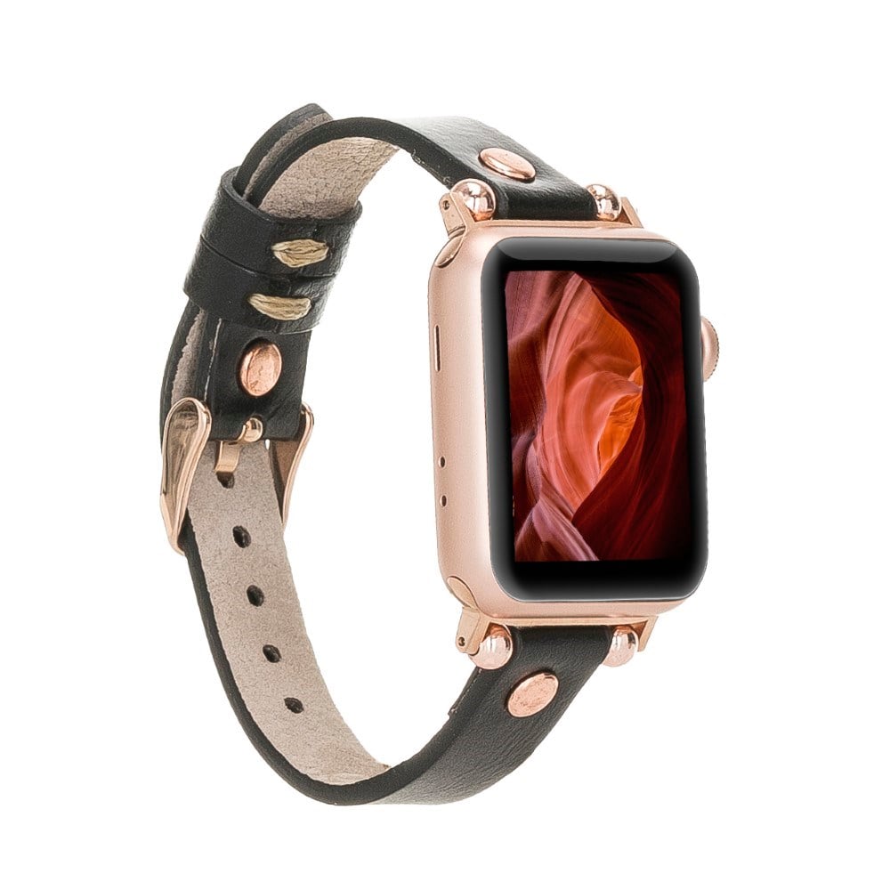 Akıllı Saatler Apple Watch Uyumlu Deri Kordon 38-40-41mm RT RST1 Siyah Satın Al